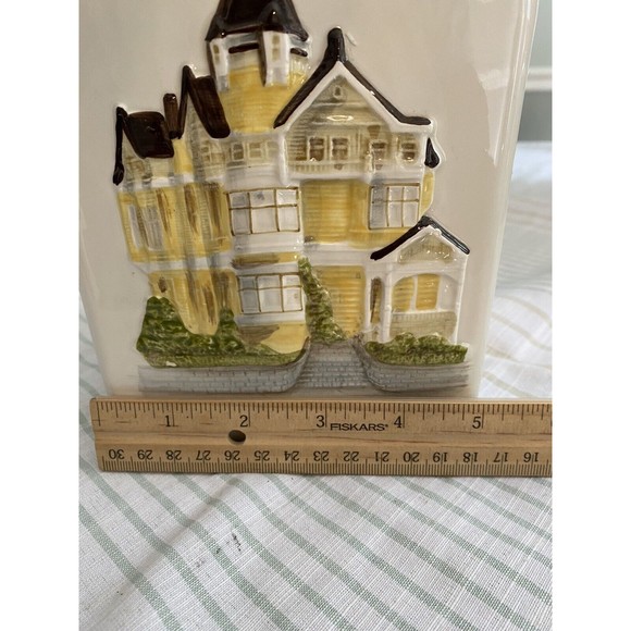 Vintage Otagiri Yellow Victorian Cookie Canister Jar Handcrafted in Japan - Picture 9 of 10